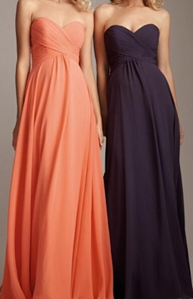 $49 Long Chiffon Bridesmaid Dresses Cheap 2015 Bride Maid Gowns Strapless Party Gown Orange Dark Purple Red Green Formal Bridesmaid Dress