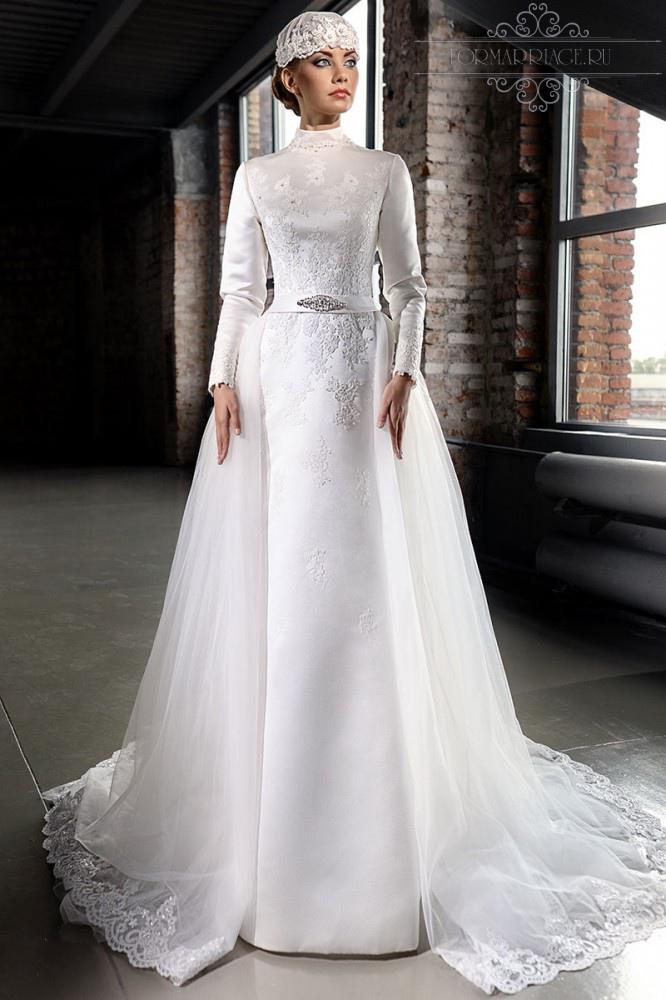 Modest Muslim Dresses With Overskirts Exquisite High Neck Lace Applique Arabic Bridal Wedding Gowns Covered Button Long Sleeve 0510