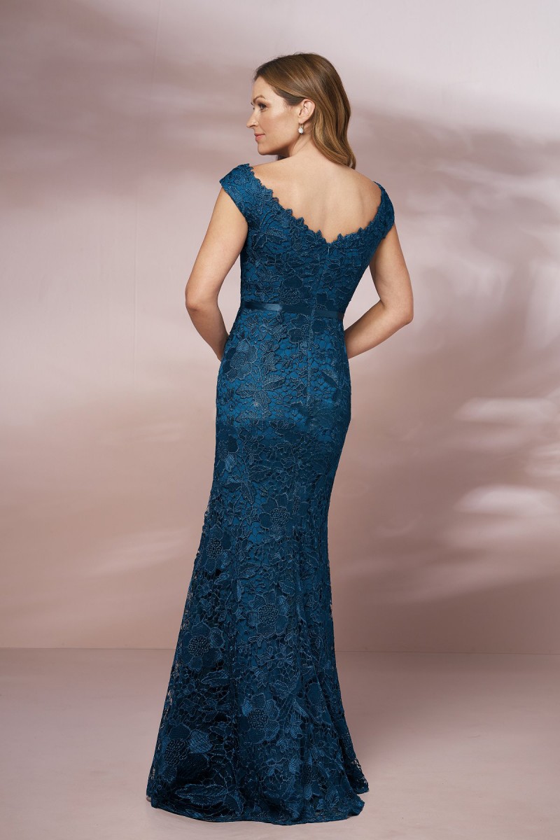 Blue Long Mother Off The Bride Dresses Sweep Train Lace Applique Sweep Train Formal Dress Plus Size Mother Of Groom Gown Evening Gowns