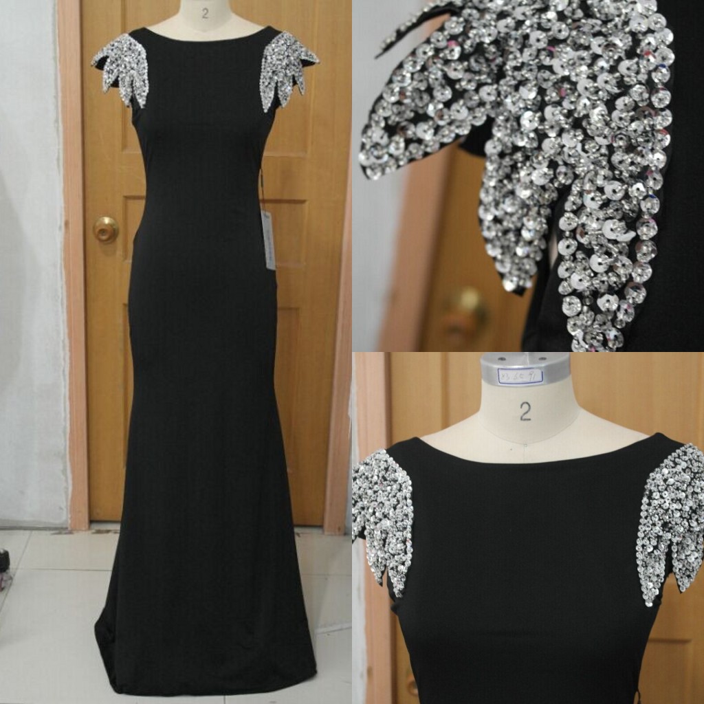 In Stock Custom Fancy Long Prom Dress Lady Formal Dress Taffeta Mermaid Party Gown Sweep Train Sequin Beaded Backless Prom Evening Dresses