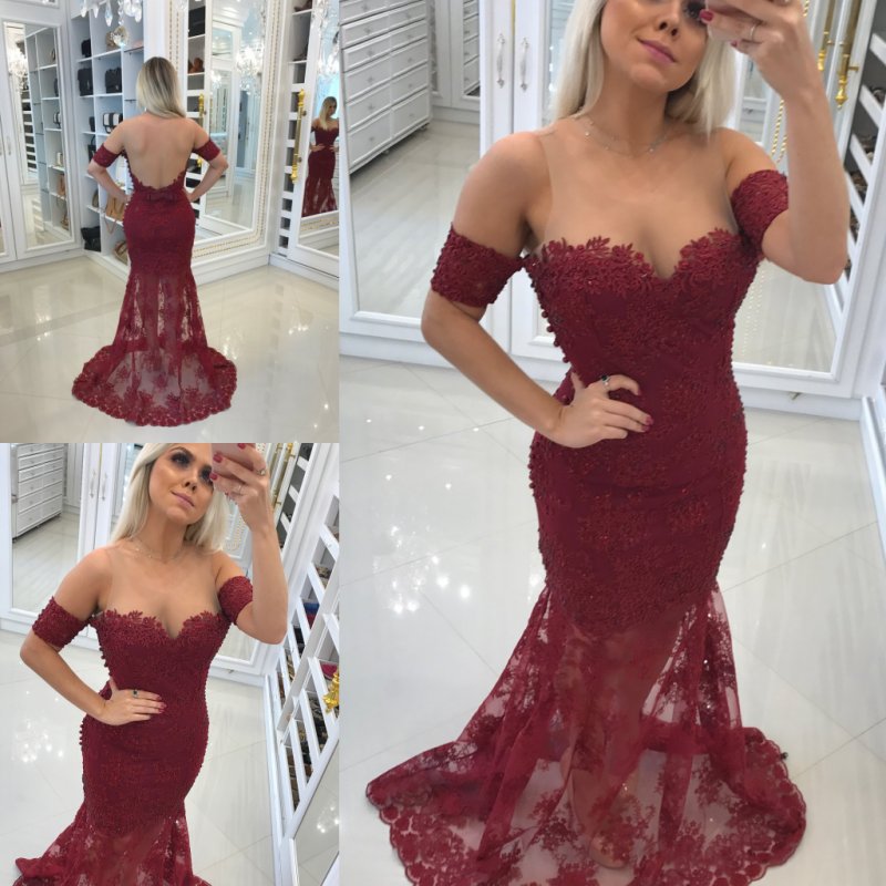 Burgundy Beaded Mermaid Lace Evening Dresses Sheer Sweetheart Neck Backless Prom Gowns Vestidos Festa Sweep Train Tulle Formal Dress, Hunter
Burgundy Beaded Mermaid Lace Evening Dresses Sheer Sweetheart Neck Backless Prom Gowns Vestidos Festa Sweep Train Tulle Formal Dress, Hunter