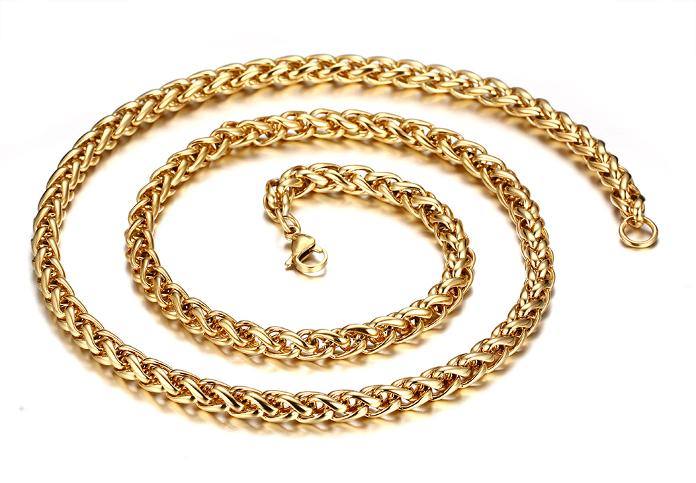 Outstanding Top Selling Gold 7mm Stainless Steel ed Wheat Braid Curb chain Necklace 28quot Fashion New Design For Men039
