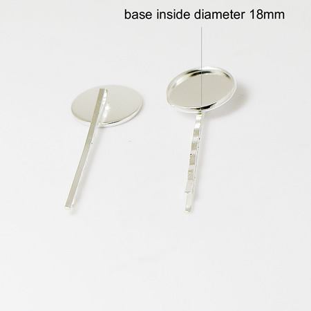 Beadsnice hair pin with cabochon tray cheap wholesale hair accessories for jewelry making brass base inside diameter 18mm long 63mm ID10800