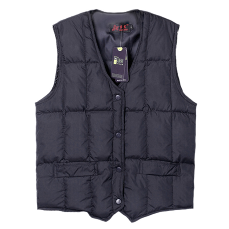 Fall-New Men's Winter Warm Down Vest Casual Middle-Aged Waistcoat V-Neck Single Breasted Sleeveless Jacket Asia/Tag Size L-3XL