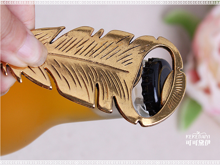 100PCS/LOT "Gilded Gold" Feather Bottle Opener Souvenir For Birthday Parties Kids Adult Birthday Favors And Gifts Free Shipping