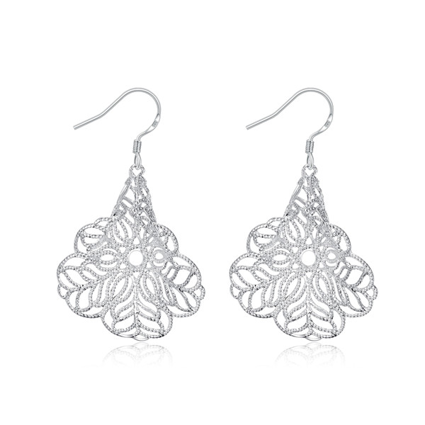 Brand new sterling silver Flower-shaped hollow earrings DFMSE634women's 925 silver Dangle Chandelier earrings 10 pair a lot factory direct
