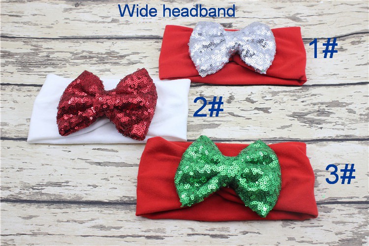 Girl baby Christmas hair accessory Sequins bowknot Head wrap Headwrap Elastic head band Turban Twist Hairband Vintage hair band FD6566