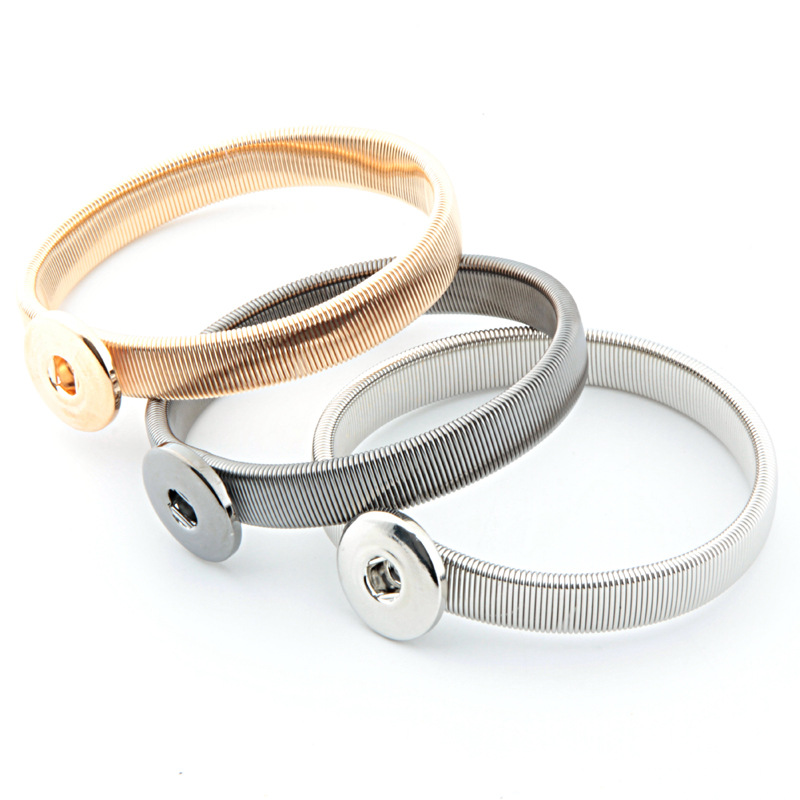 18mm snap button charm Elasticity Bracelet bangle silver gold chain snaps buttons Bracelets Jewelry for women men