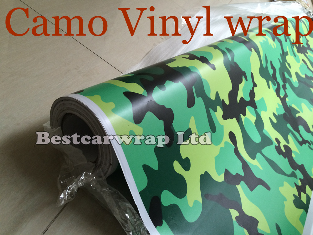 Matte / Glossy Snow Camo vinyl Car Wrapping film green yellow black camouflage sticker vehicle wrap film foil 1.52x 30m
