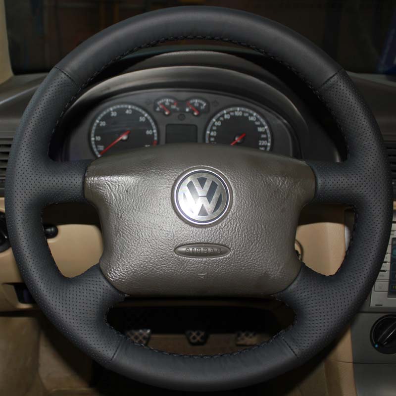 Steering wheel cover Case for Volkswagen VW old PASSAT B5 B6 Genuine leather DIY Car styling