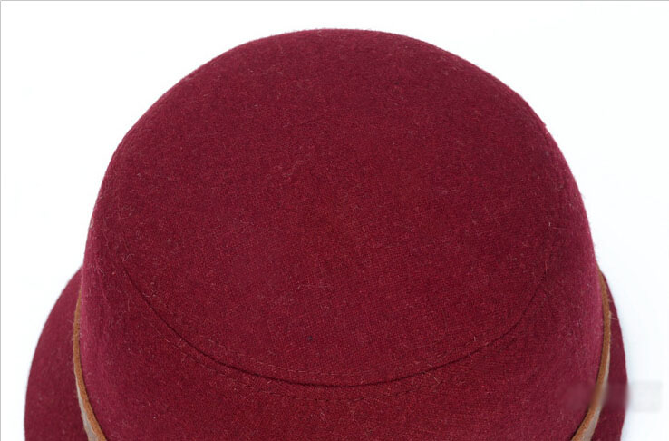 2015 Fashion Women Solid Beach Belt Buckle Bowler Fedora Hat Bowler Caps