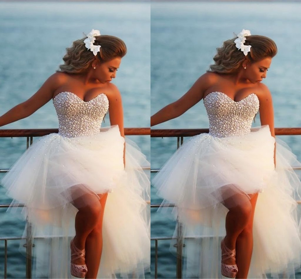 exquisite pearl hilo short beach wedding dresses casomento sexy corset beaded sweetheart high low bridal gowns, Custom made color
exquisite pearl hilo short beach wedding dresses casomento sexy corset beaded sweetheart high low bridal gowns, Custom made color