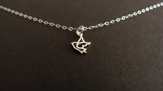 30PCS- N106 Gold Silver Cute Peace Dove Necklace Sparrow Necklace Flying Origami Swallow Necklace Tiny Baby Bird Necklaces