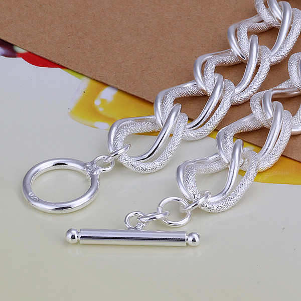 Hot sale 925 silver Flash twisting double circle TO bracelet DFMCH290,fashion 925 sterling silver plated Chain link bracelets high grade
