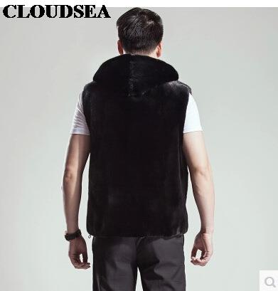 Fall-Mink Skin Fur Vest With Hoodie Mens Black Waistcoat Designer Sleeveless Jackets For Men High Quality Luxury Vests Stylish