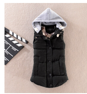 Wholesale-autumn and winter gilet women short cotton thickening quilted puffer vest hood plus size casual office vest waistcoat
