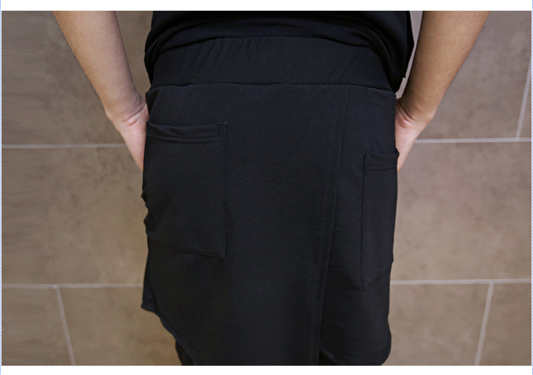 Wholesale-Korean Hip Hop Fashion Dance Pants For Men Black Drop Crotch Skirt Skinny Harem Pants Trousers Nightclub Performance AY953
