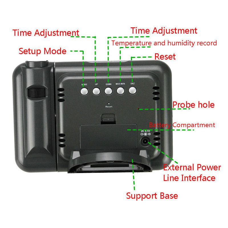 Desktop Clock Digital Alarm Clock with Projector Color Screen Projection Clock Multifunction Weather Calendar Time Watch3519297