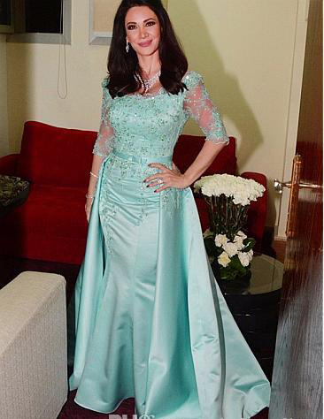 Elegant Vintage 3 4 Illusion Sleeves Mother of the Bride Dresses Applique Formal Godmother Women Wear Evening Wedding Guests Dress Plus Size