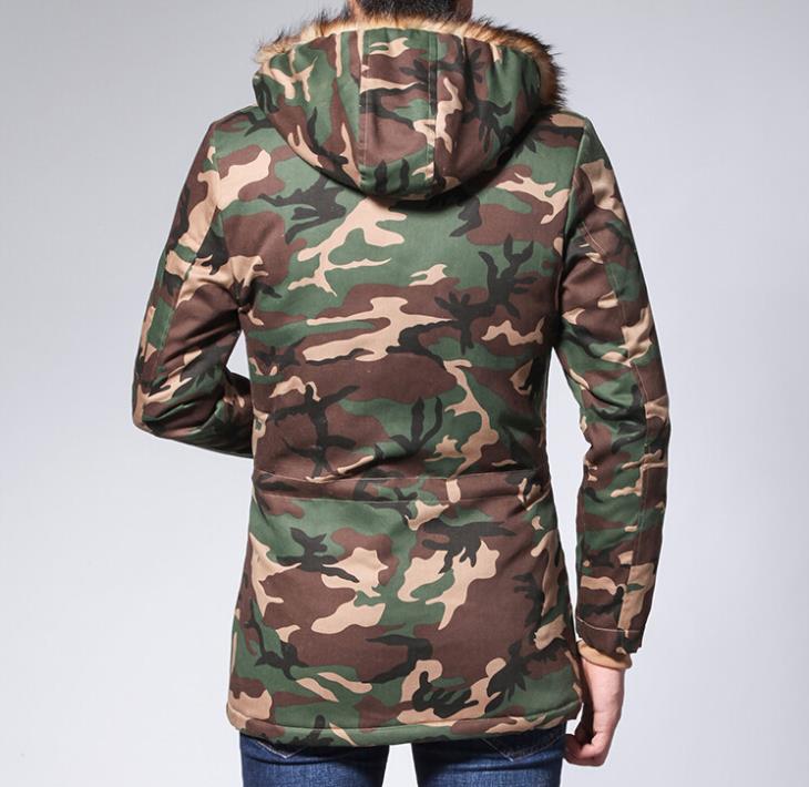 Wholesale-Men Camouflage Down Jackets New Winter Snow Fashion Brand Business Dress Camo Slim Fit Long Coats F0500
