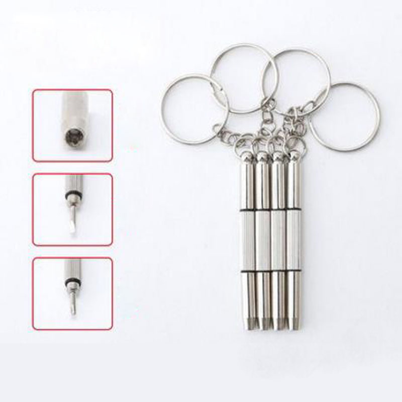 Wholesale 3 in 1 Aluminum Steel Eyeglass Screwdriver Sunglass Watch Repair Kit With Keychain Portable Screwdriver Hand Tools