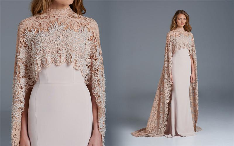 2019 Elegant Vintage Arabic High Neck Formal Evening Dresses Lace Illusion Dress With Jacket For Full Refund New Hot Custom Made Dresses