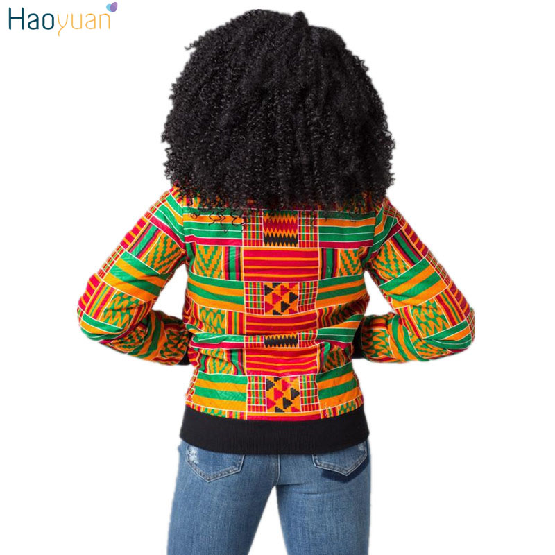 HAOYUAN Dashiki jacket women african print autumn winter bomber jackets traditional clothes streetwear casual vintage basic coat q1110