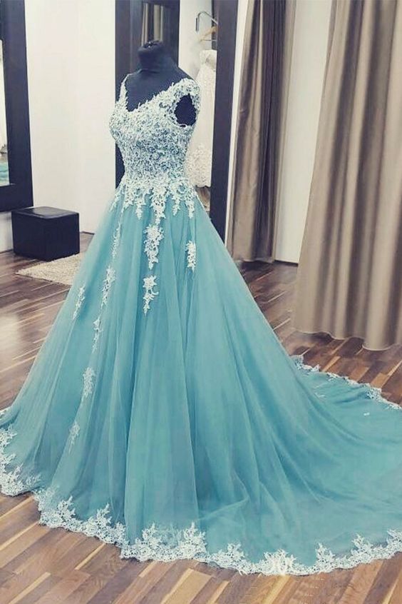 Cap Sleeves Light blue chiffon long lace applique Ball Gowns prom dress with train evening dress Reals long dress, Hunter green
Cap Sleeves Light blue chiffon long lace applique Ball Gowns prom dress with train evening dress Reals long dress, Hunter green
