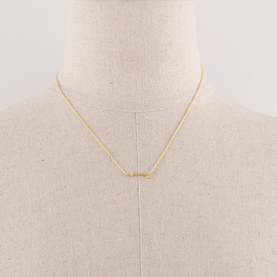 30PCS Gold Silver Tiny Horizontal Arrow Necklace Pendant for Women Simple Cute Sideways Arrow Necklace for Men