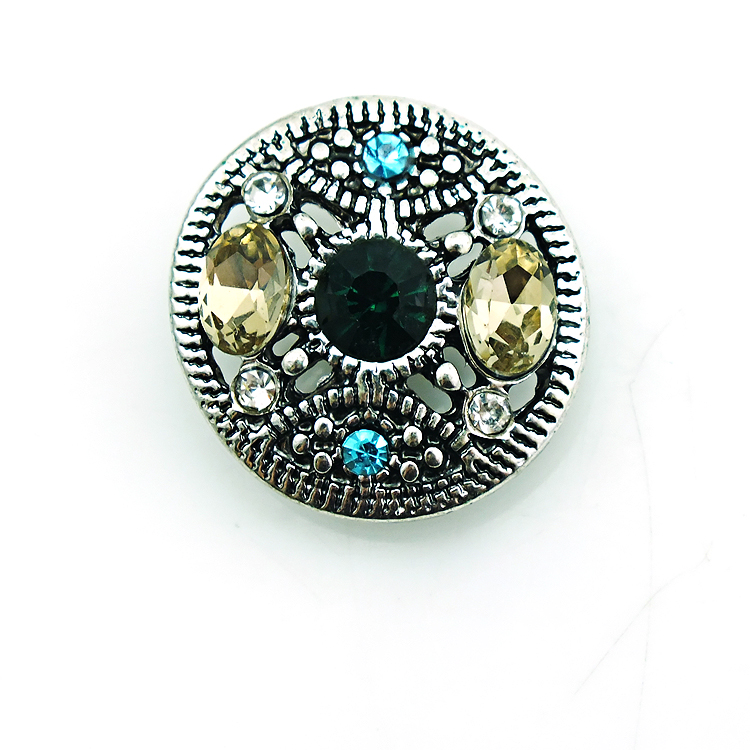 High Quantity 18mm Snap Buttons Fashion 3 Color Pierced Crystal Metal Ginger Clasps DIY Noosa Chunks Jewelry Accessories