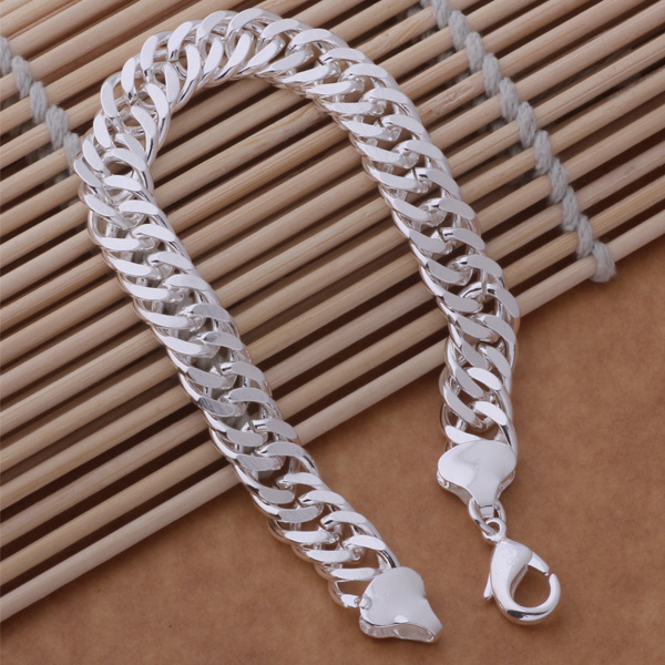 HOT 925 STERLING SILVER PLATED 10MM MEN'S FIGARO BRACELETS Silver Bracelet JEWELRY free shipping with traching number 1800