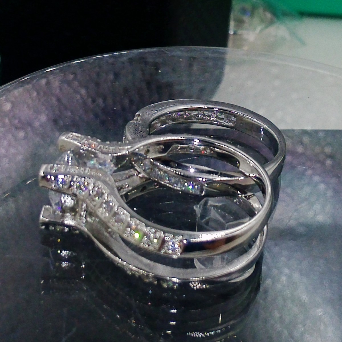 10kt Gold Filled White Topaz Simulated Dia Engagement Wedding Ring Set for Women Sz 5/6/7/8/9/10 Free Shipping