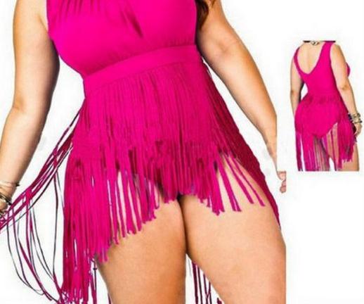 SEXY Women Plus Size Fringe Tassel Tankini Set Swimsuit Skirt women sexy Padded Tops High Waist Bikini Swimwear bath suit summer 4colors