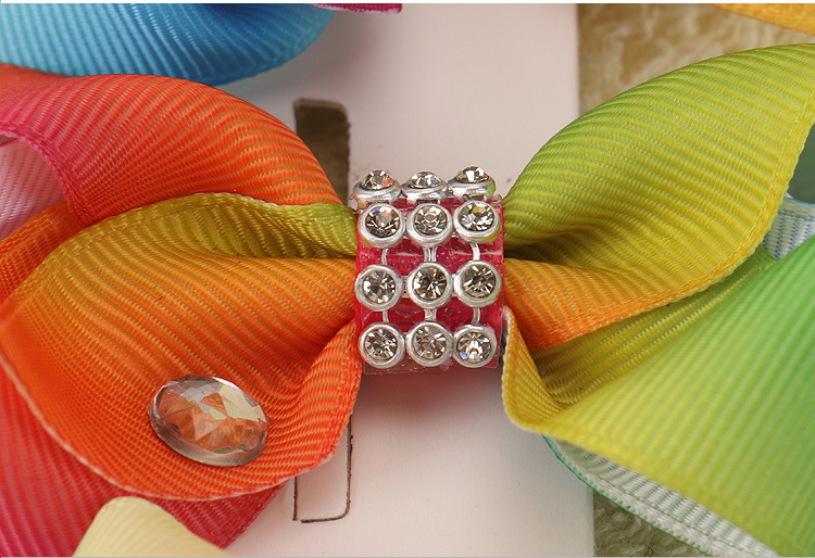 50pcs Xmas Romantic jojo 7cm Pastel flora ombre Rainbow ribbon hair bows Alligator clips baby girl Dance hair bobbles Accessories HD3479