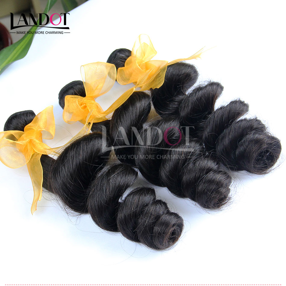 3 Bundles Indian Loose Wave Virgin Human Hair Weaves With Closure Unprocessed Indian Loose Deep Curly Hair And Lace Closure Free/Middle Part