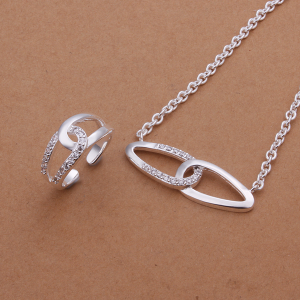 High grade 925 sterling silver Cross-O-Set jewelry sets DFMSS402 Factory direct sale wedding 925 silver earring ring