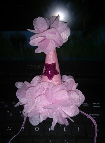 Baby Shower Birthday Cone Hat Crown Chiffon Flower Star Tiara Headband Kids Girls Party Hair Bands Accessories