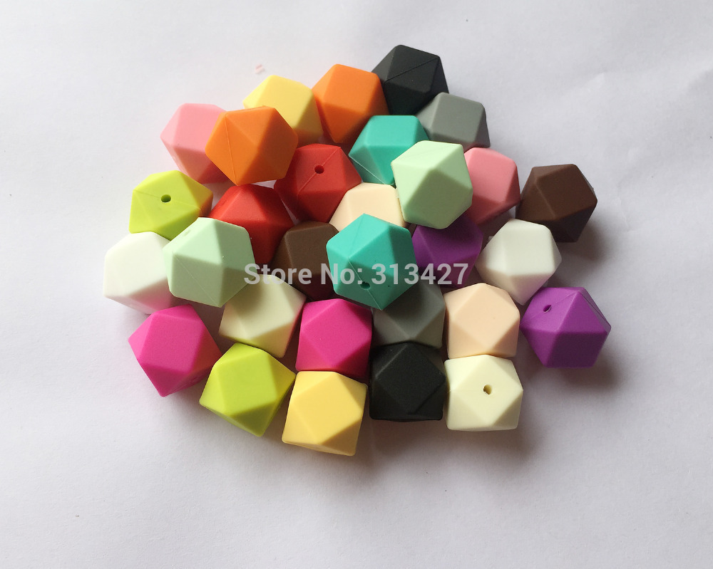 232MM Biggest Geometric Hexagon Silicone Beads DIY Lot of 100pcs Hexagon Loose Individual Silicone Beads in 30 Colors