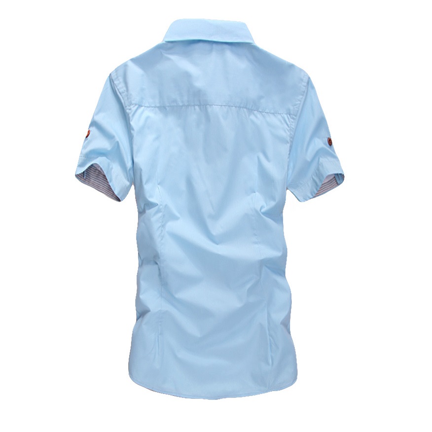 Wholesale-The new summer Style men's shirt style dress embroidered stripes hit color mushroom cultivating short-sleeved The Fashion Design