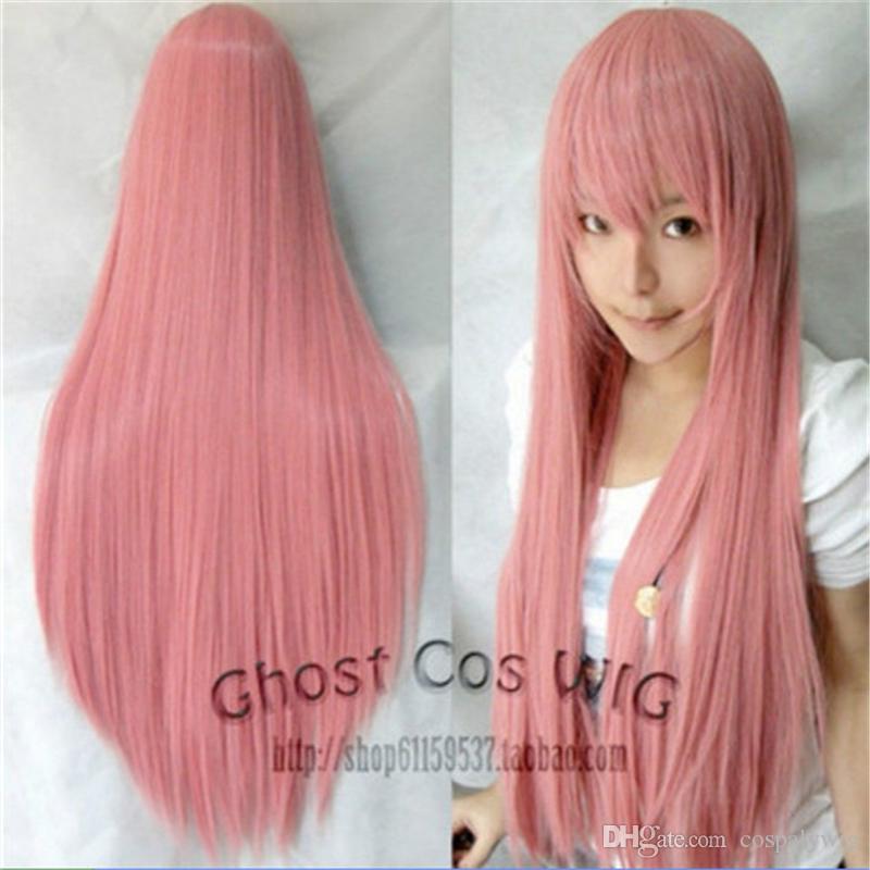 WoodFestival Synthetic Hair Straight Long Wig With Bangs Cosplay Wigs For Women Pink Red Blue Purple Blonde Brown Black Green 80cm