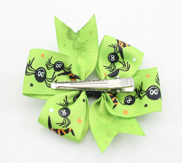 Happy Halloween hair bows clips spook Hair Tie Rope Bow Band cartoon 3" baby pumpkin chevron Hair bobbles Elastic Hair Band PJ5287