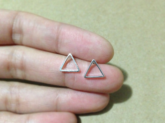 10Pair Gold Silver Tiny Hollow Triangle Stud Earrings Open Line Earrings Geometric Jewelry for Women