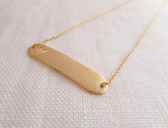 10PCS Gold Silver Hollow Out Open Heart Necklaces Simple Bar with Heart Necklaces Love Heart Tag Necklaces for Lovers Couples