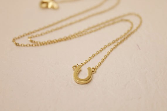 10PCS Gold Silver Lucky Horseshoe Necklace Mens Jewelry Horse Hoof Necklaces Cute U Necklace Small Simple Paw Necklaces