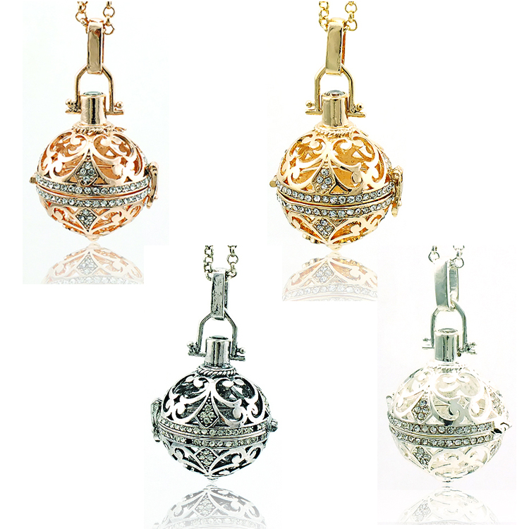 Free Shipping Angel Necklaces Pregnancy Ball Bola Harmony Ball Copper Rhinestone Box Pendants Necklaces For Pregnant Woman Jewelry