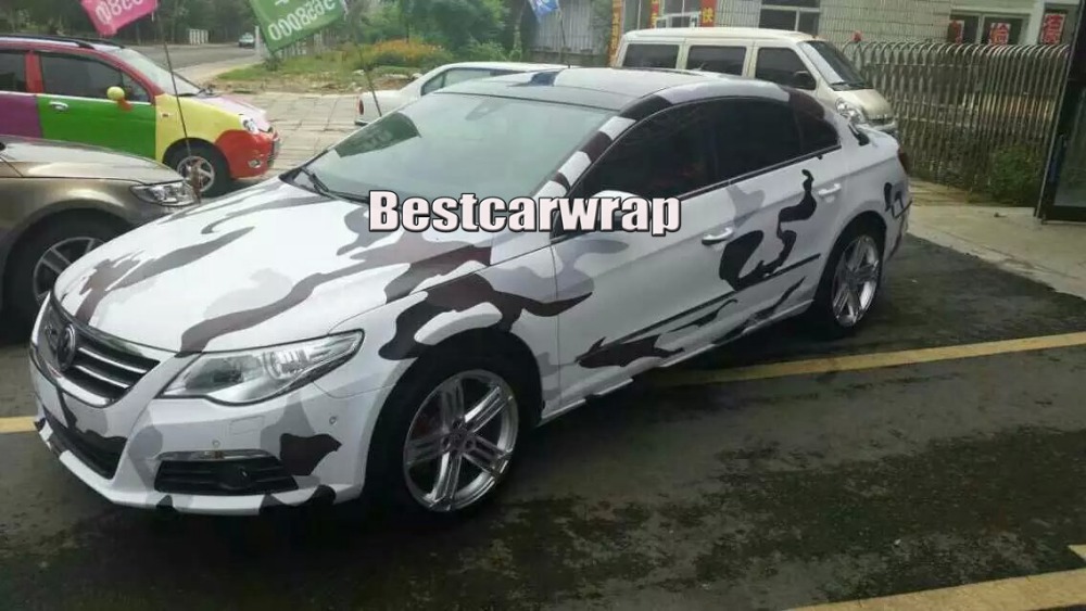 Pixel Camo Vinyl Car Wrap Film With Air Rlease DIY Arctic Snow Camouflage Car Sticker 1.52x30m/Roll 5x98ft