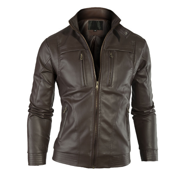Wholesale-New Fashion Brand Classic Mens Punk PU Leather Coat Men Casual Locomotive Slim Clothing Motorcycle Jacket Clothing Jackets
