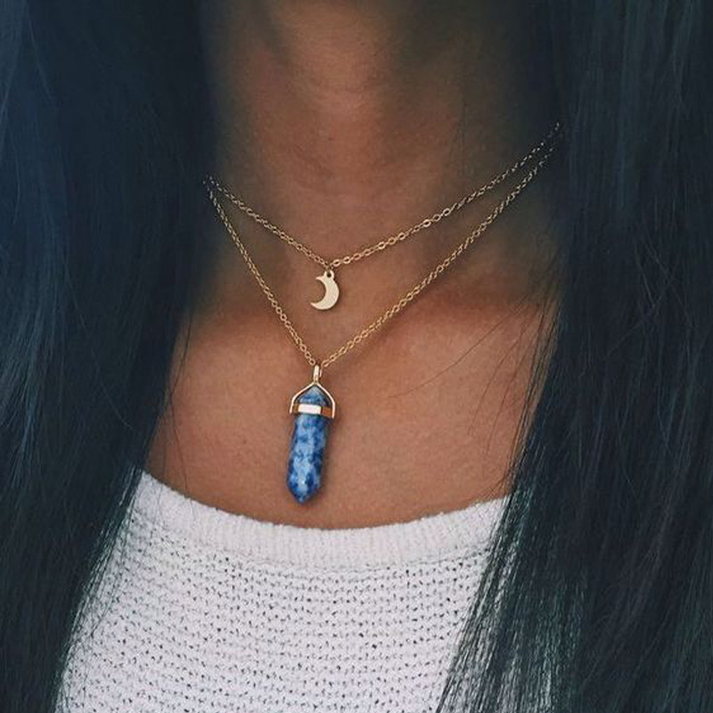 necklace Fashion jewelry 1PCnatural stone moon choker necklace fashion gold color crystal pendant necklace for women