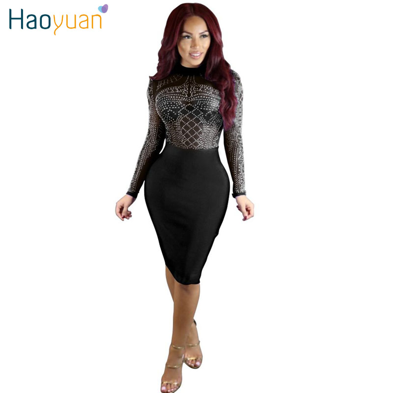 HAOYUAN Autumn Winter Mesh Bandage Dresses Patchwork Long Sleeve Elegant Dress Nightclub Sexy Dress Clothing vestidos de playa q1110, Blue
HAOYUAN Autumn Winter Mesh Bandage Dresses Patchwork Long Sleeve Elegant Dress Nightclub Sexy Dress Clothing vestidos de playa q1110, Blue
