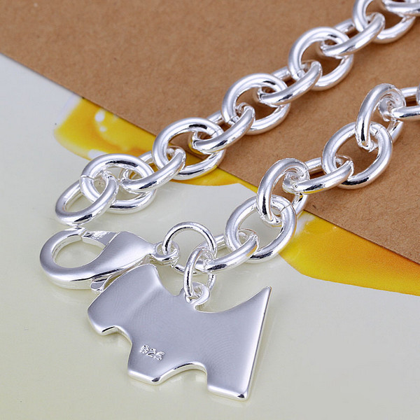 Hot sale best gift 925 silver Dog tag bracelet rough DFMCH271, Brand new fashion 925 sterling silver plated Chain link bracelets high grade